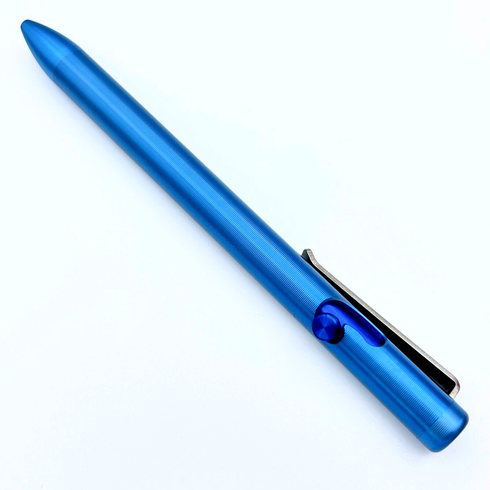 Tactile Turn – Titanium Bolt Action Standard Size Pen 29v Blue Ano Color [5.6″]