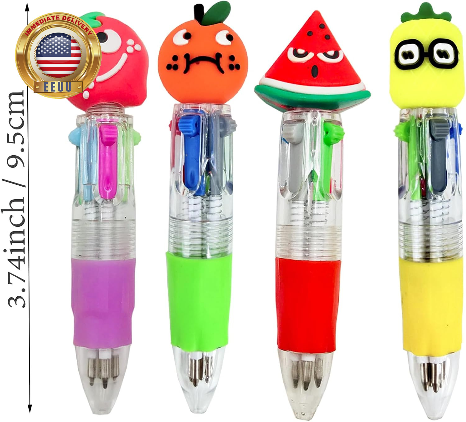 Mini Fruit Multicolor Pen in One 4-In-1, Bulk Strawberry Avocado Pineapple Assor