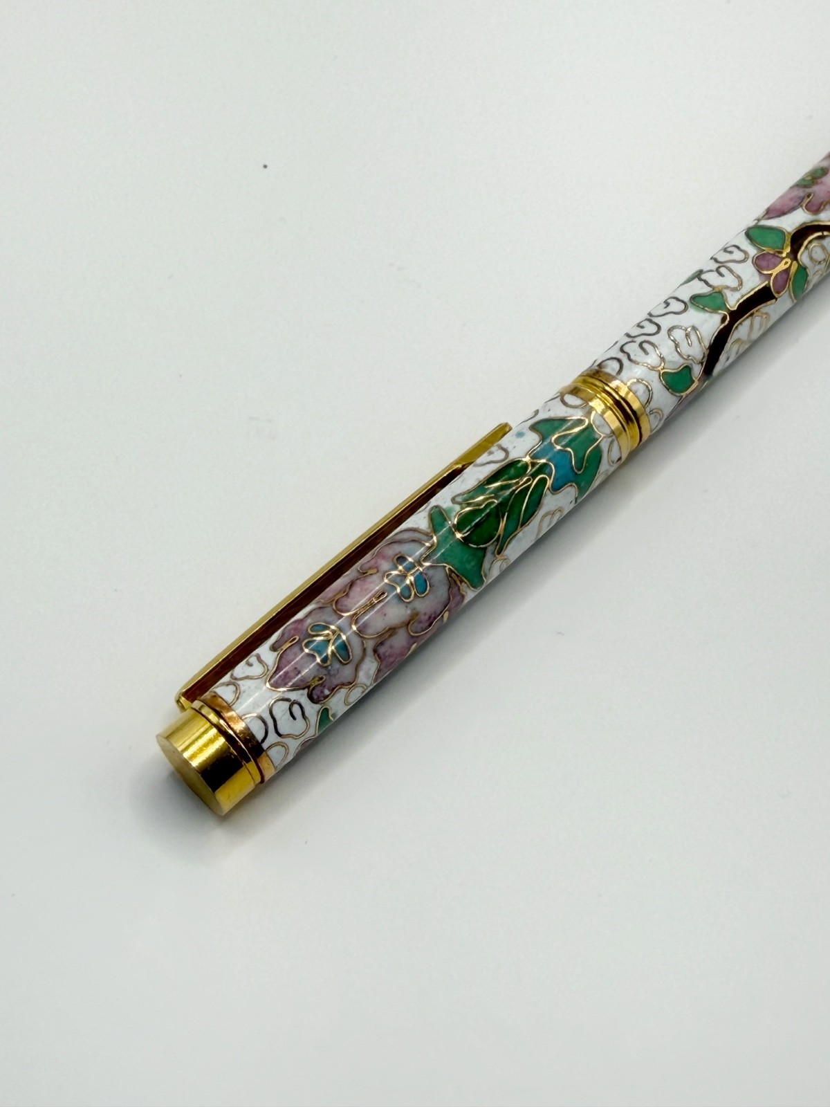 Vintage Cloisonne Enamel Ballpoint Pen – Floral Design