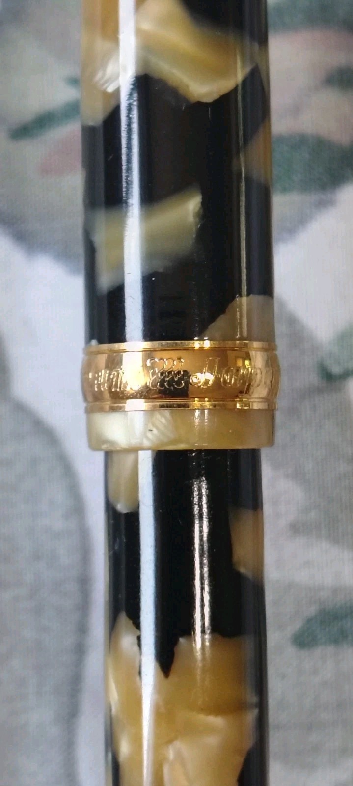 Platinum 3776 Marble Black & Yellow Ball Point Pen Made In Japan