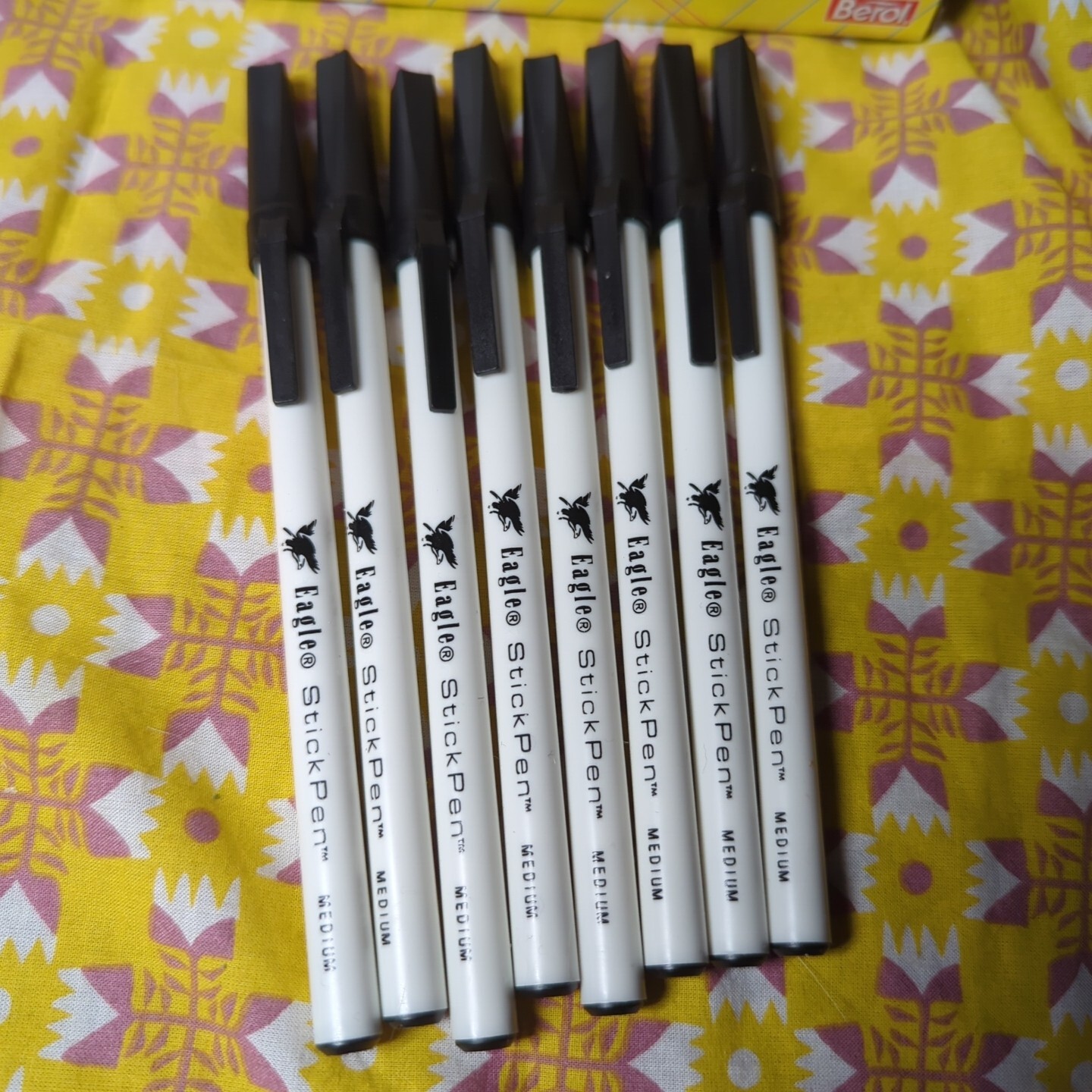 VTG Box 8 Berol Eagle STICKPENS Ball Point Pens Black Medium All Tested And Work