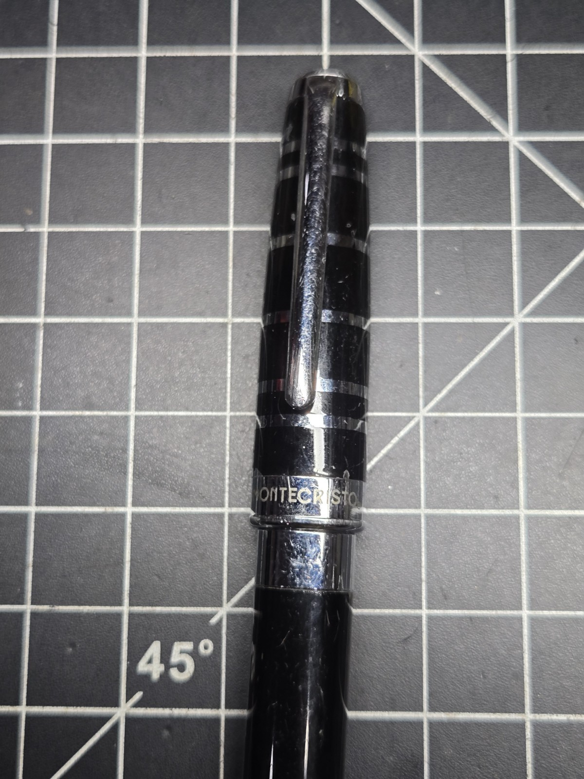Montecristo Ballpoint Pen Built-in Twist Cigar Hole Punch Black Enamel