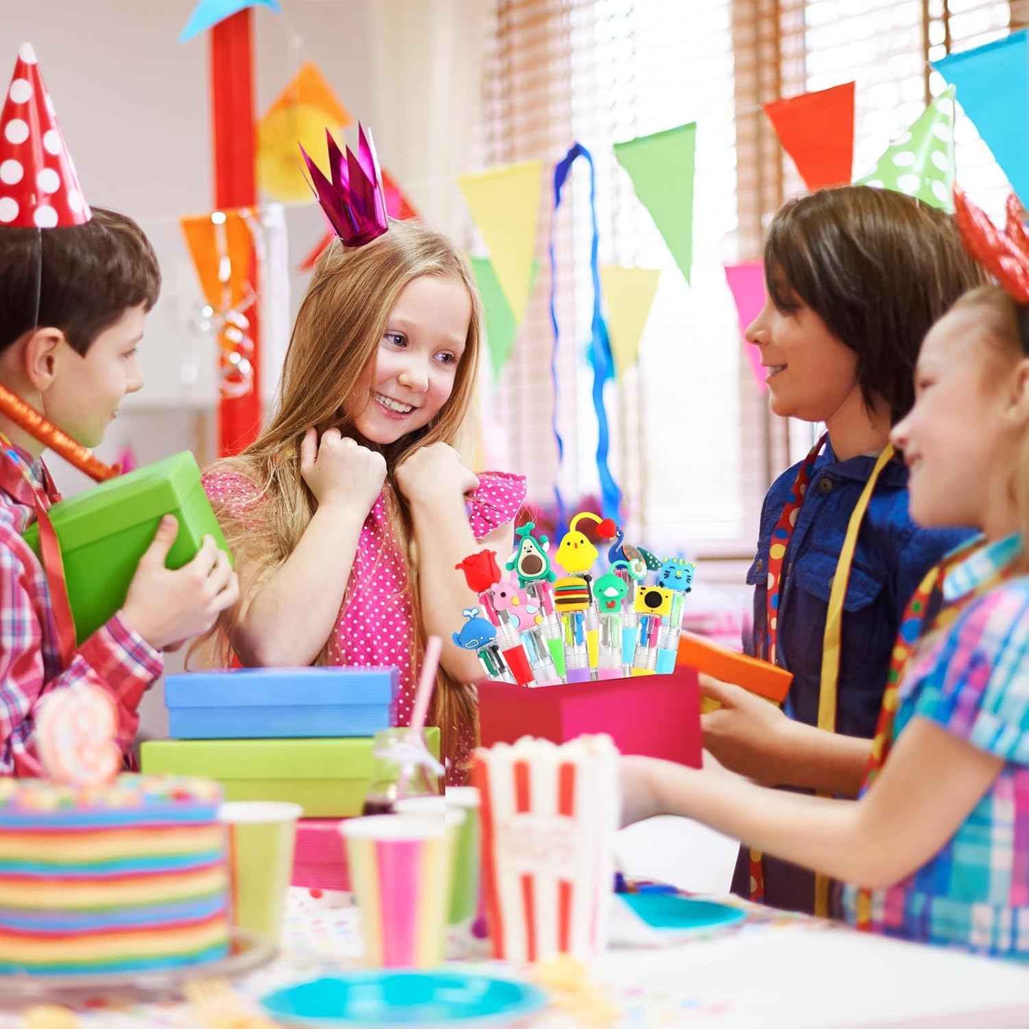32 Pcs Fun Pens for Kids, Multicolor Pens in One Prize Gifts Elementary Graduati