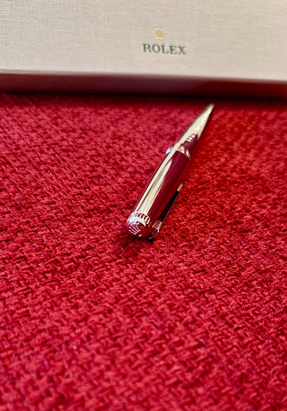 NEW Rolex Silver Scribe Platinum Wave Cut Ballpoint Pen, Refillable, AD VIP Gift