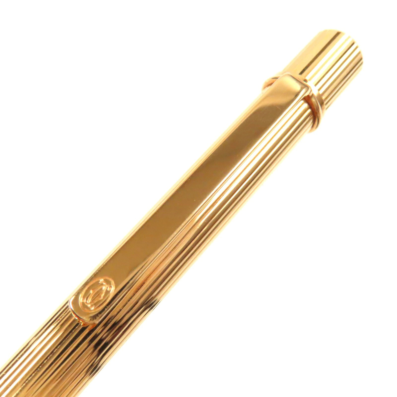 Must de Cartier Stripe Ballpoint Pen Gold Twist France Tested Unisex Writing Pen