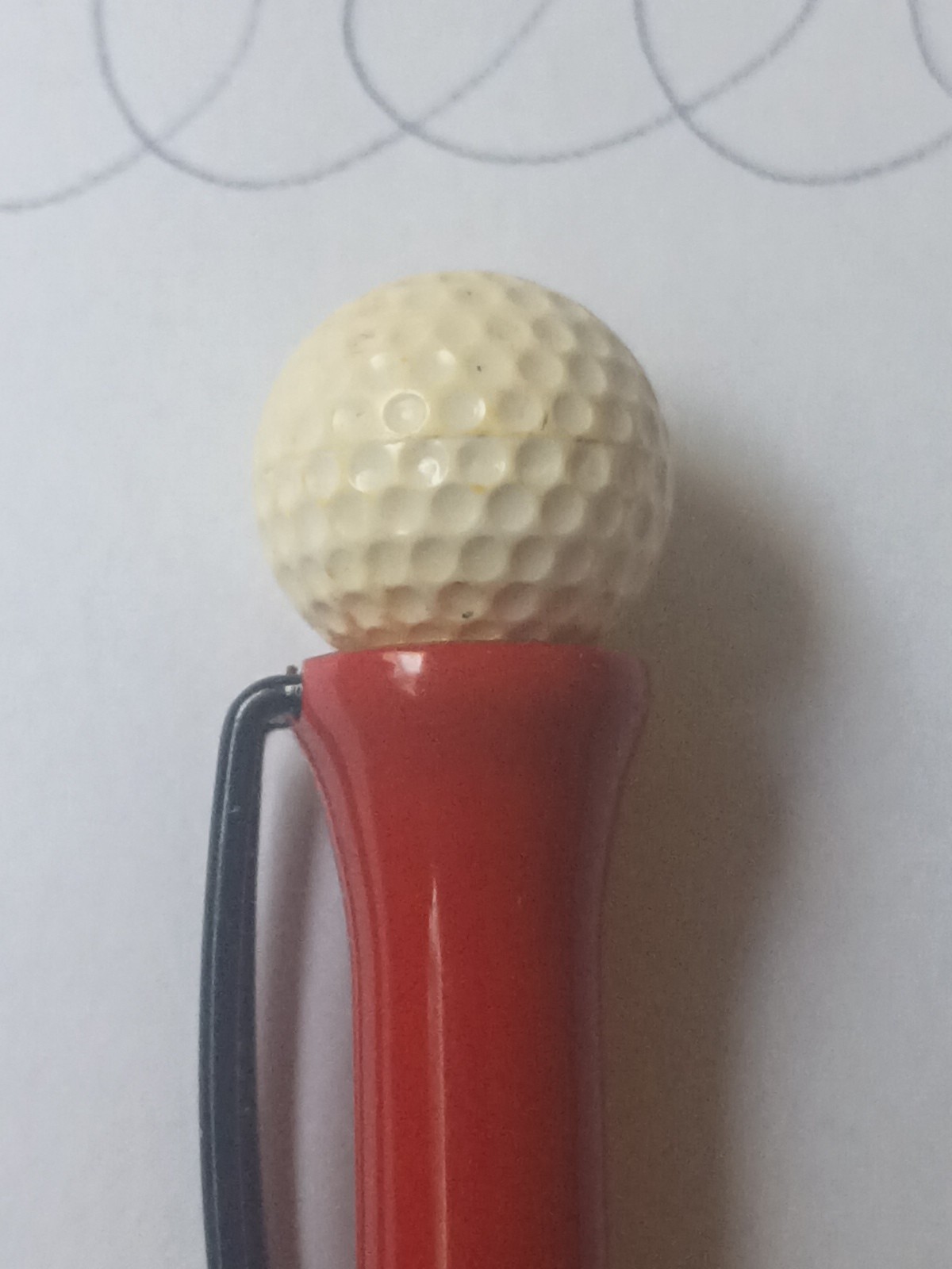 Vintage Red Golf Tee Pen With White Golf Ball With Pocket Clip 4″ .