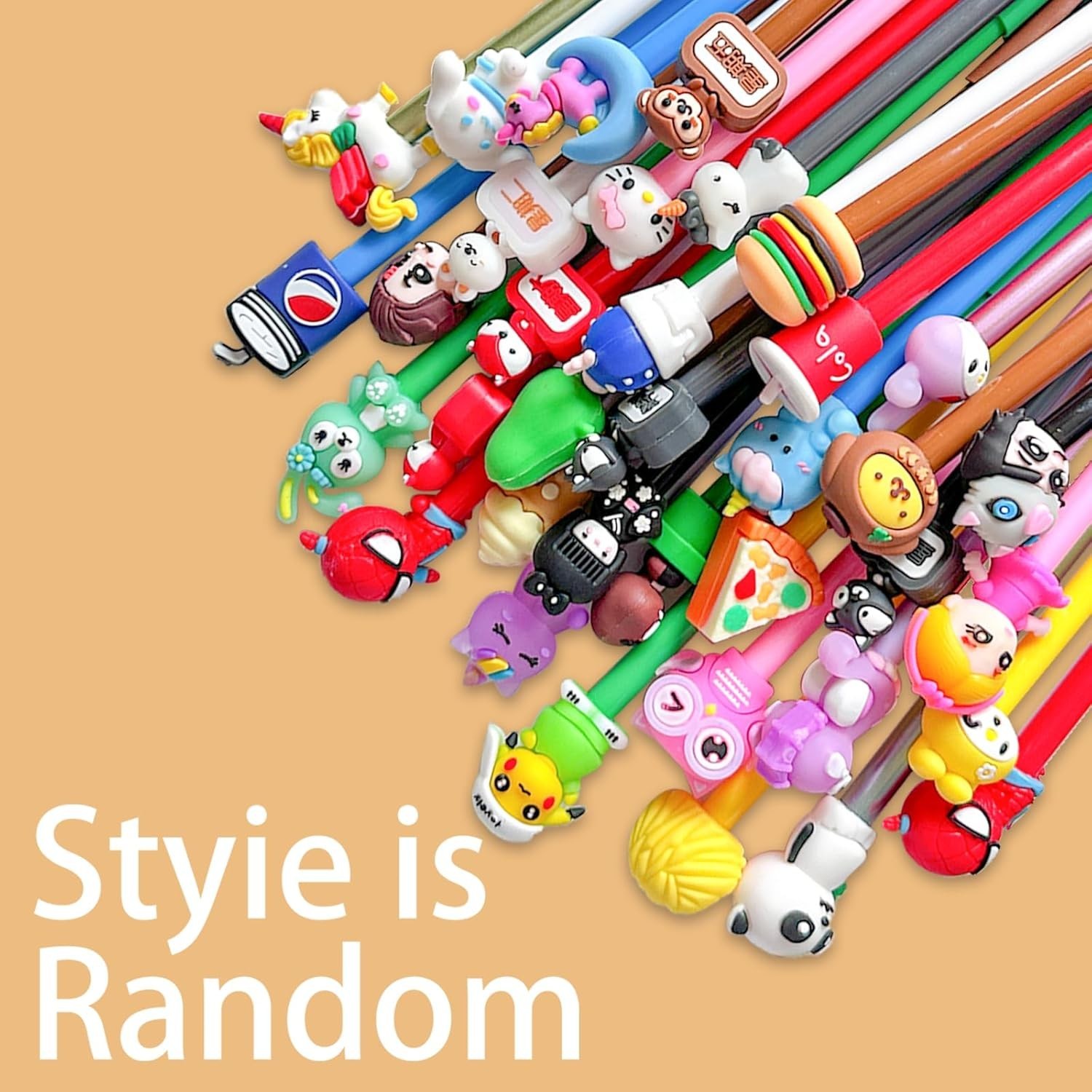 36PCS Cute Cartoon Gel Black Ink Pens,Random Kawaii Writing Pen,Assorted Styles
