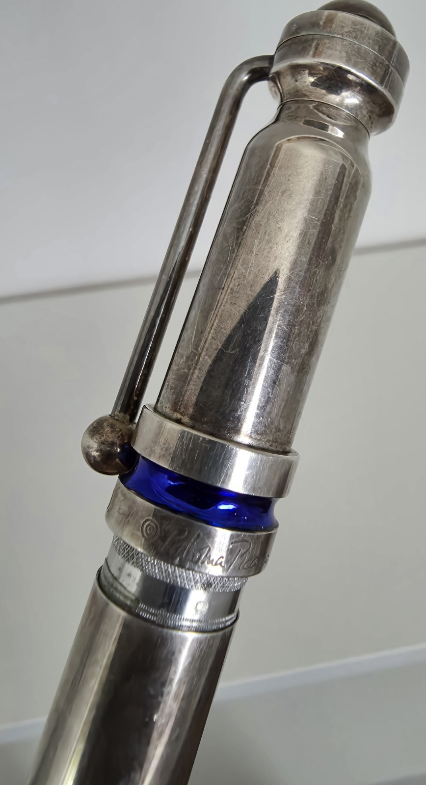 Tiffany Pablo Picasso Metal Ballpoint Pen Blue Enamel 925 Sterling Silver. Used