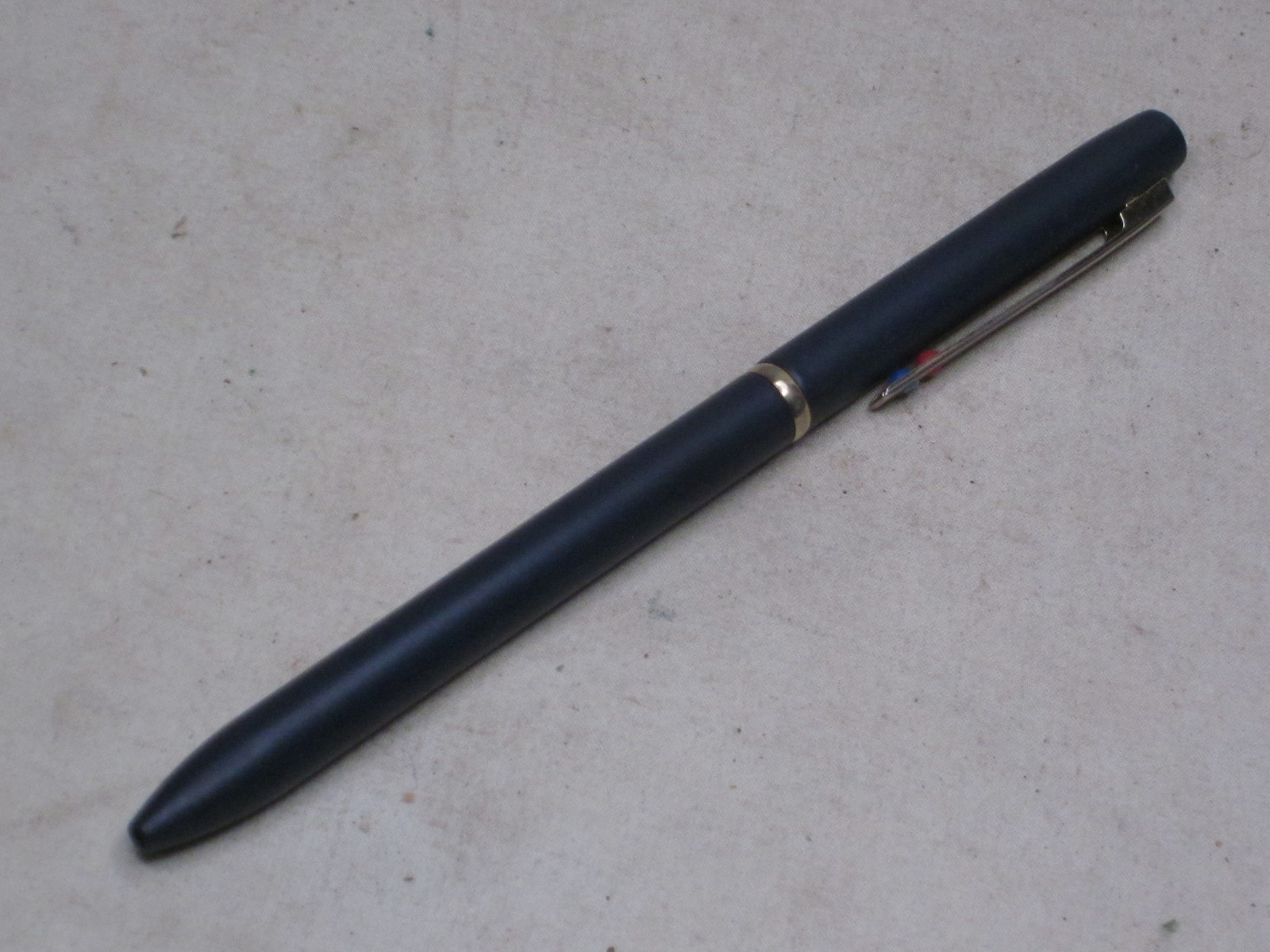 vintage CHROMATIC red & blue dot ballpoint pen blue barrel gold trim