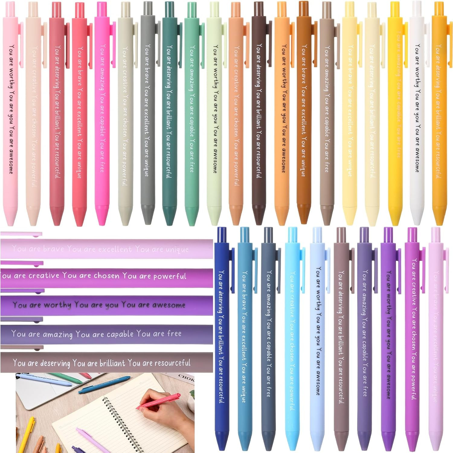 60 Pcs Inspirational Pens Bulk Motivational Quotes Ballpoint Pen with Stylus Tip