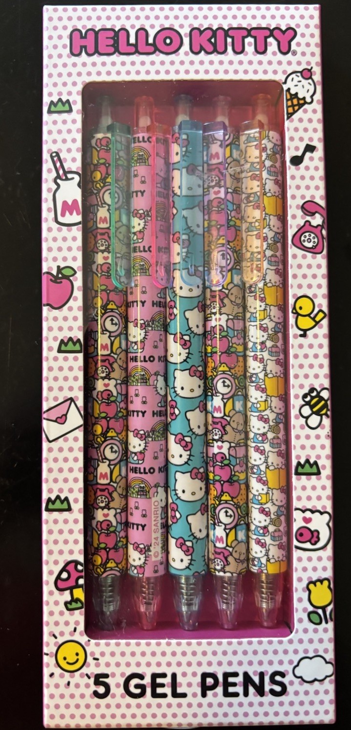 Hello Kitty Box Of 5 Gel Click Pens New In Box