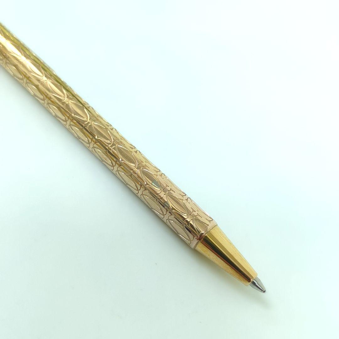 Cartier C de Ballpoint Pen Stationery Gold Authentic Unisex RARE w/ boxed