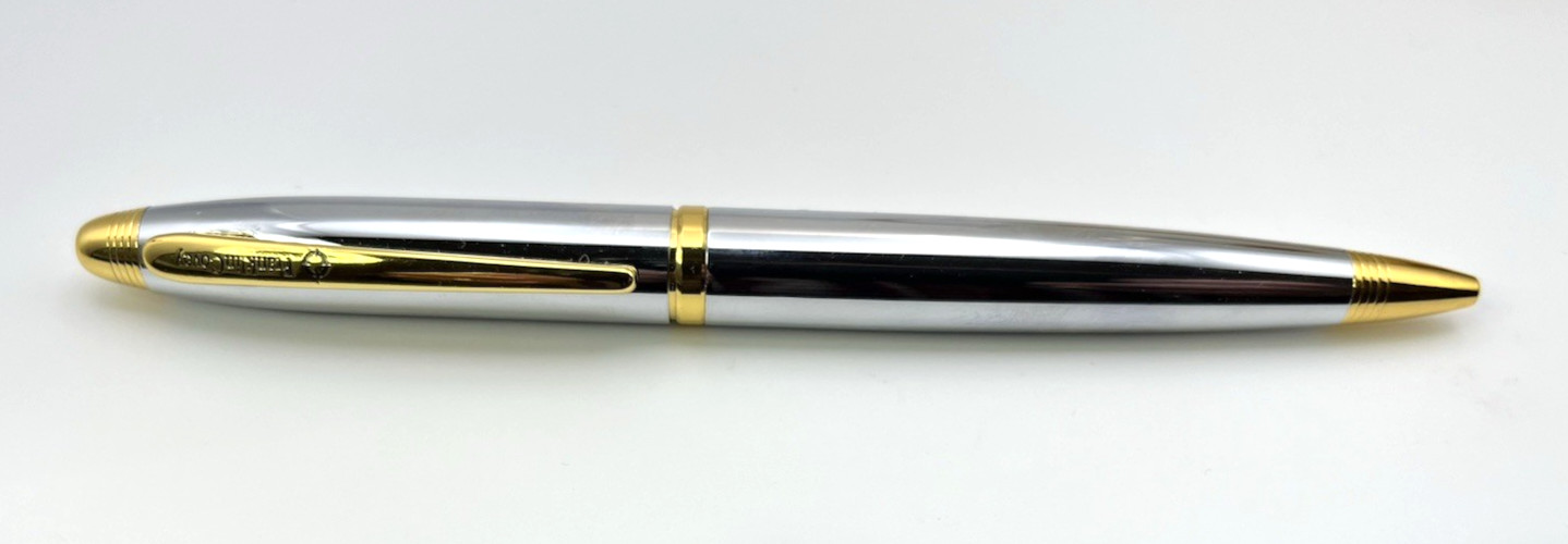 New in Box Luxury FRANKLIN COVEY Chrome & Gold Trim Ballpoint Pen by Cross