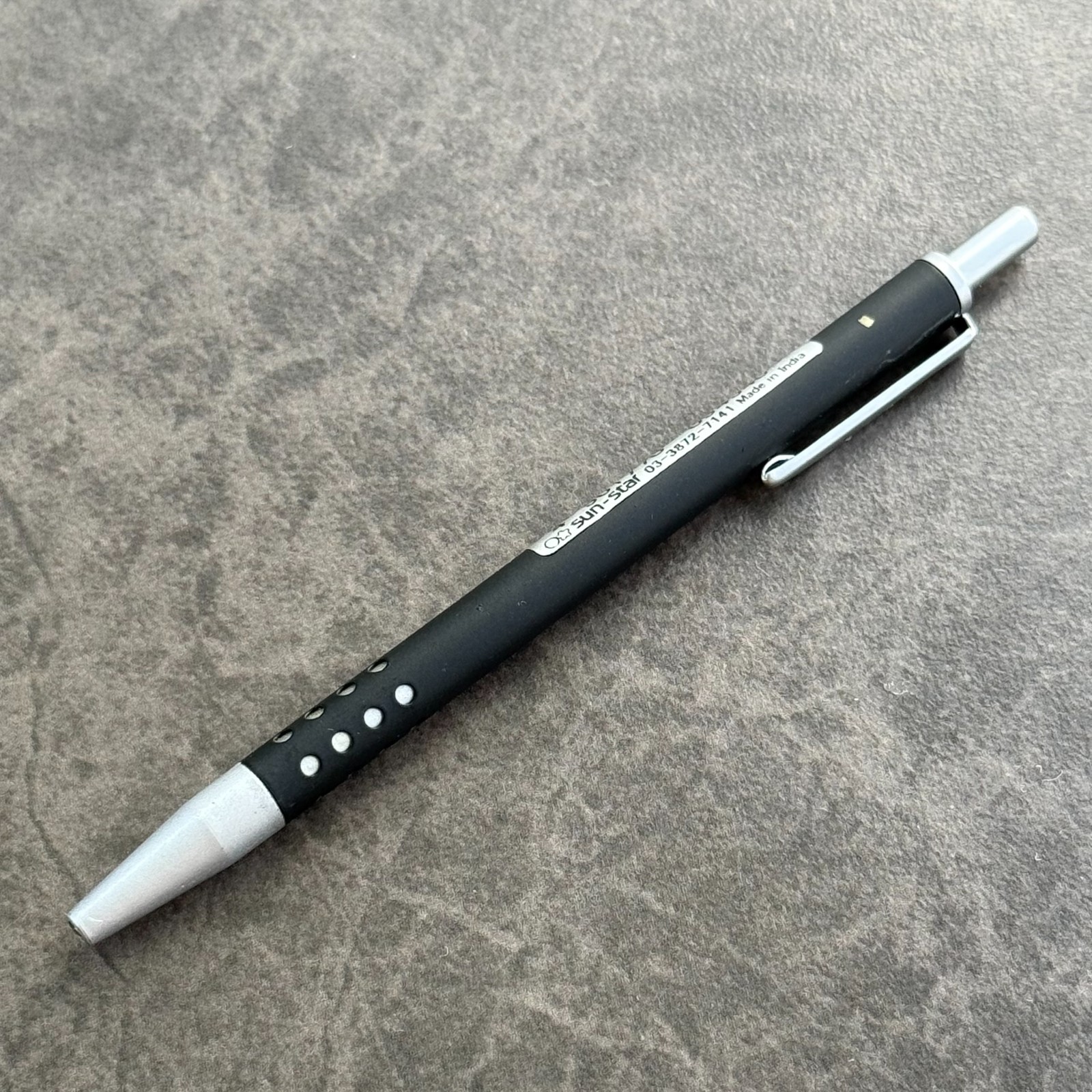 Sun Star Mini Black Pen w/ Silver Accents, Japanese Stationery Made in India