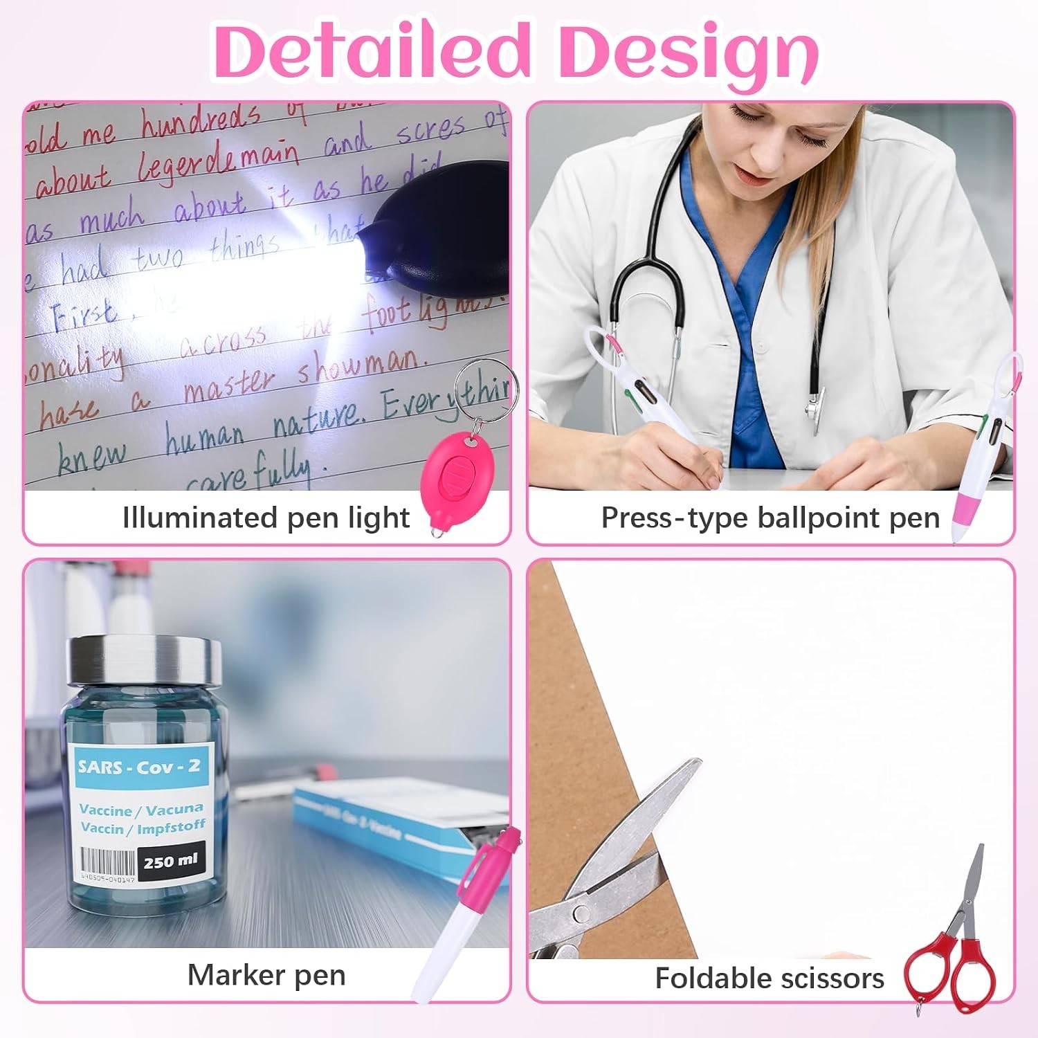 Durable 6-in-1 Nurse Pen Set with Scissors & LED Light – Perfect Gift for Nurses