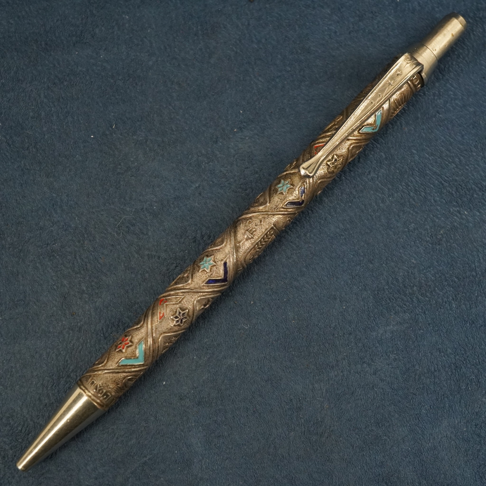 Sterling Silver & Enamel 12 Tribes of Israel Pen, Needs Cartridge – Free Ship US