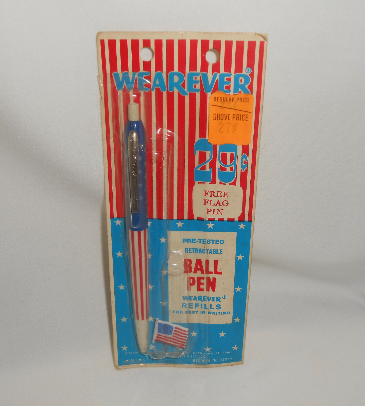 Wearever Ball Pen United States Bicentennial Pen With Flag Pin Vintage Unopened