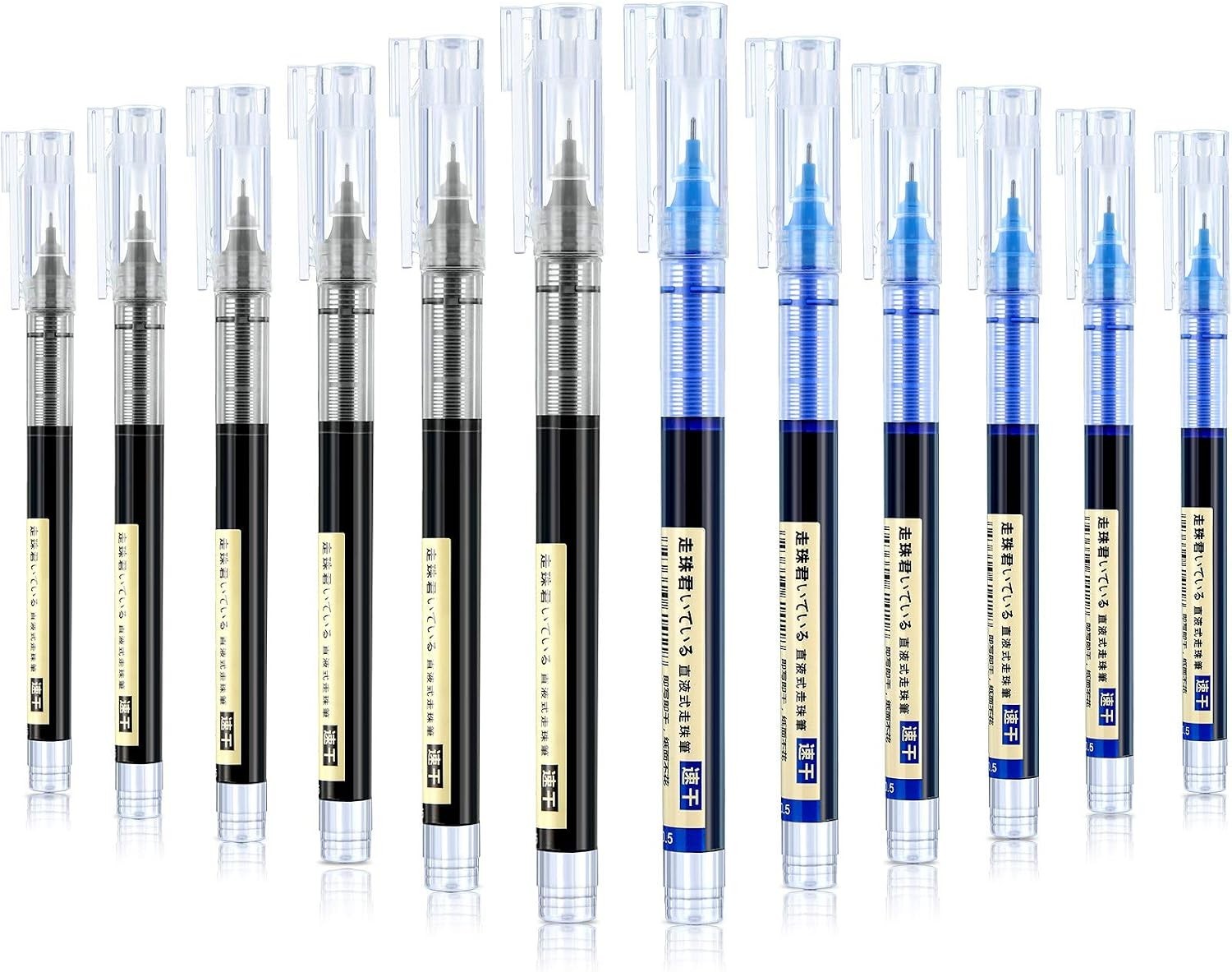 Effortless Writing with 12-Pack 0.5mm Liquid Ink Rollerball Pens – Black & Blue