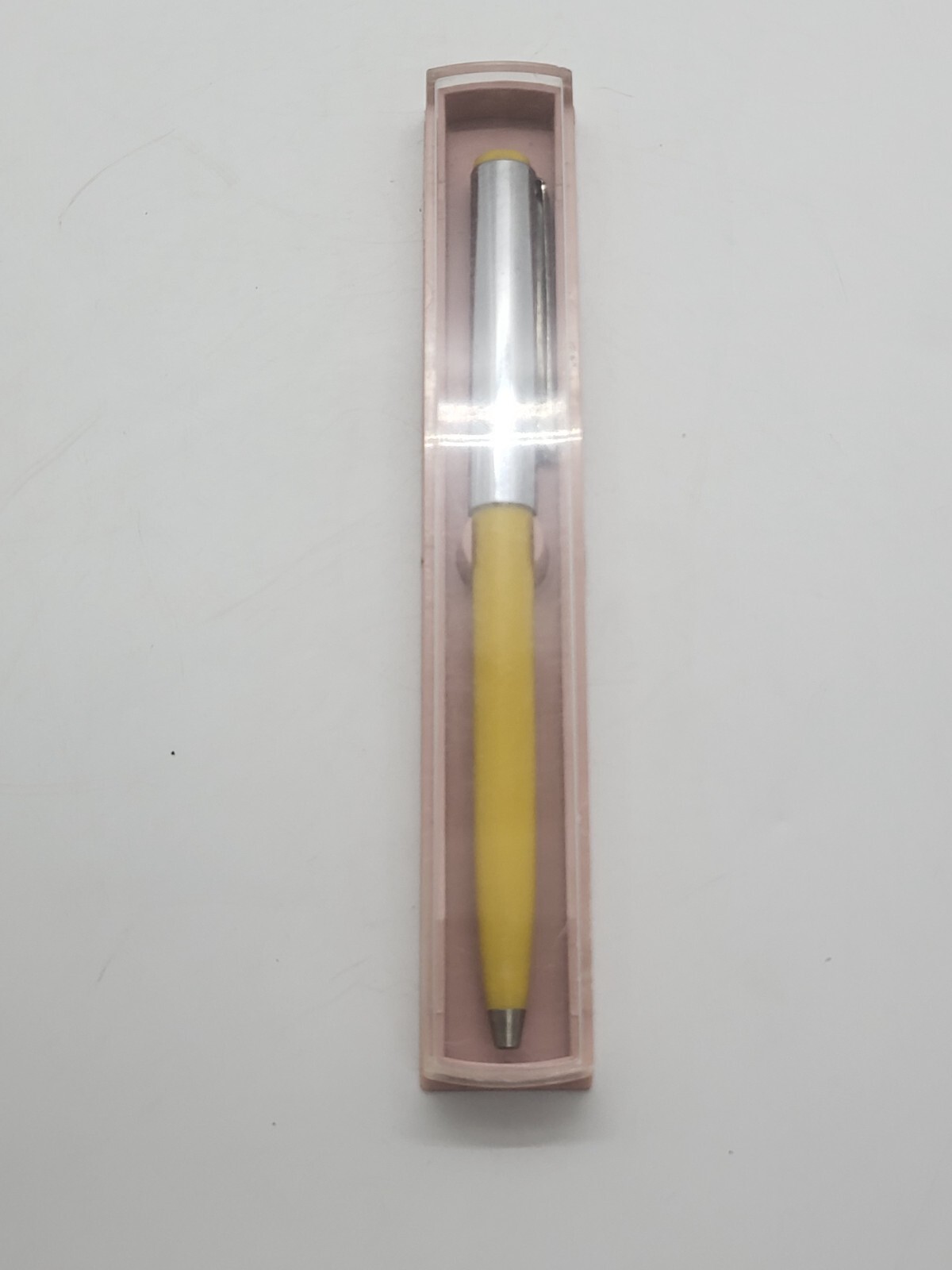Vintage Soviet ballpoint pen USSR yellow with metal tip in a box price 2 r 40 k