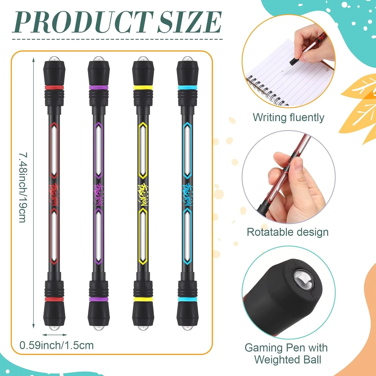 Spinning Pen Finger Rotating Mod Gaming Trick Pen Stress Relief Toy Kids Adult