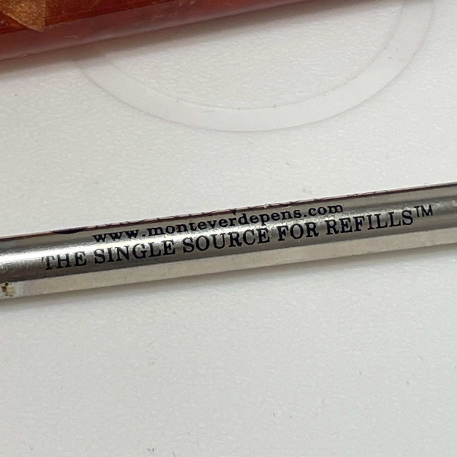 Monteverde USA Ballpoint Pen – Orange Marbled Resin – Needs Refill – Chrome