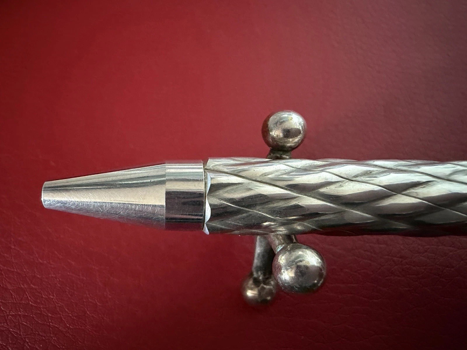 Cesare Emiliano Sterling Silver 925 Solid Pen Ballpoint Vintage Relief Weave