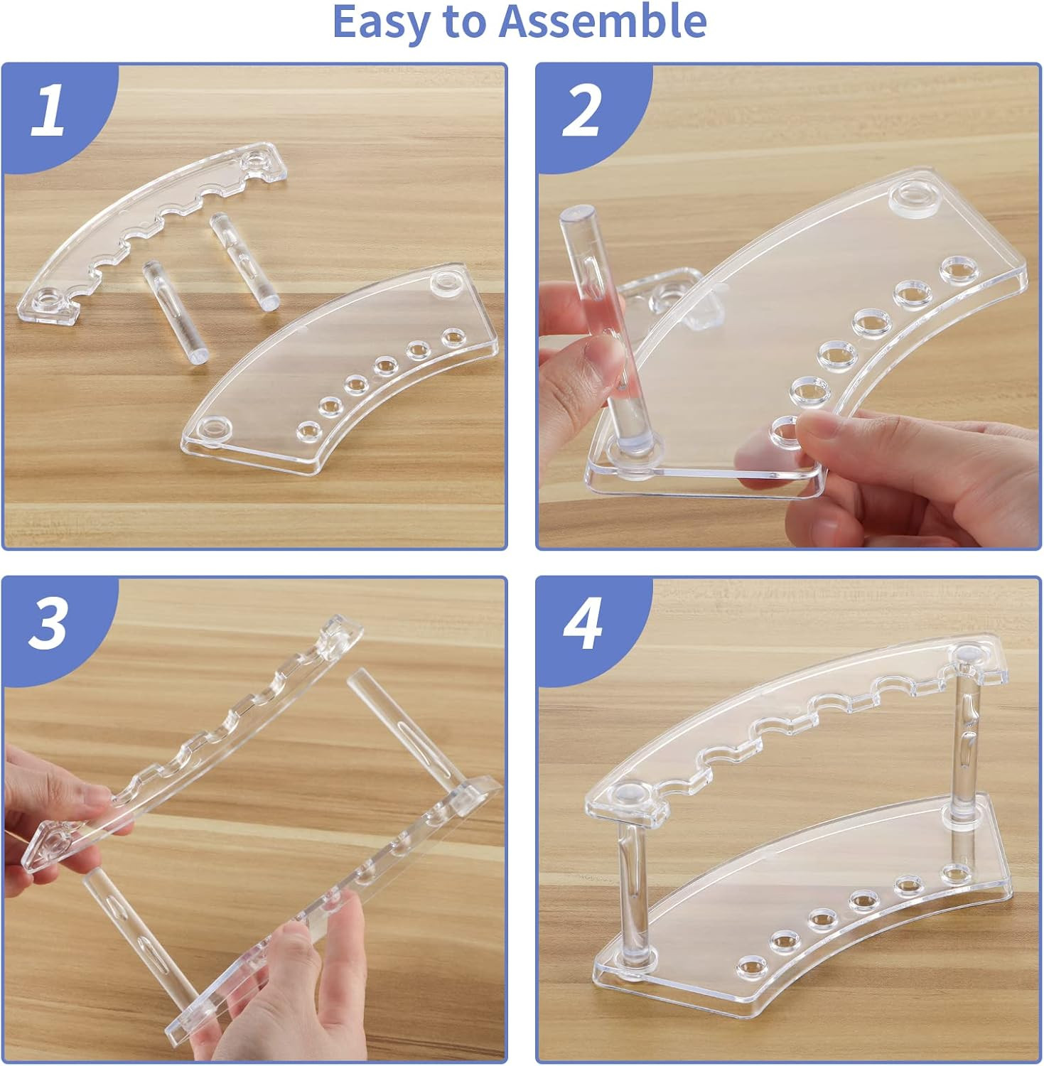 6 Pcs Pen Display Stand, 6 Slots Plastic Pen Holder, Clear Pen Display Rack for