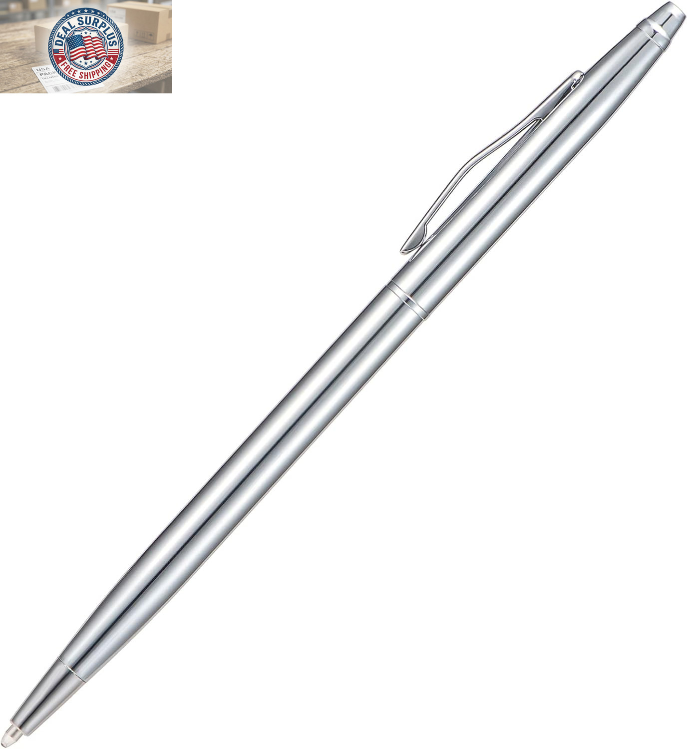 6 Pieces Silver Slim Metal Ballpoint Pen, 1Mm Medium Point Black Ink Smooth Wri