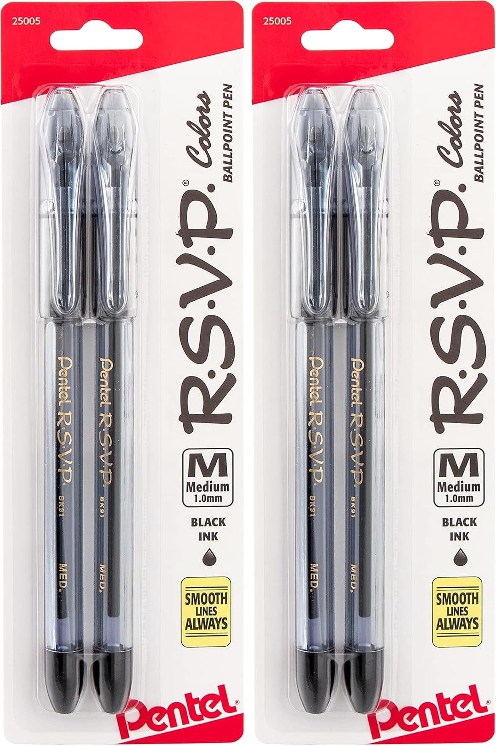 Sturdy Black Ballpoint Pens with Ambidextrous Grip – 4 Count for All Ages