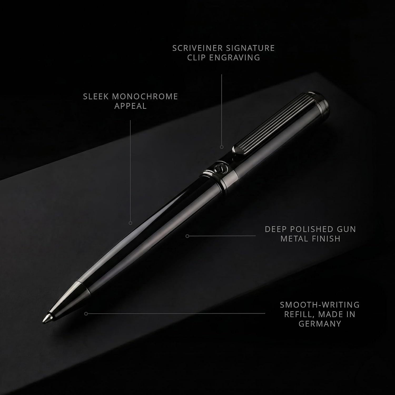 Fancy Designer Gun-Metal Ballpoint Pen with Gift Box