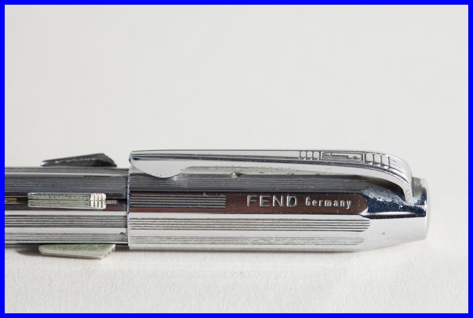1960s FEND 4 Color Ballpoint Pen In Steel Chrome With Slide Mechanism New Leads