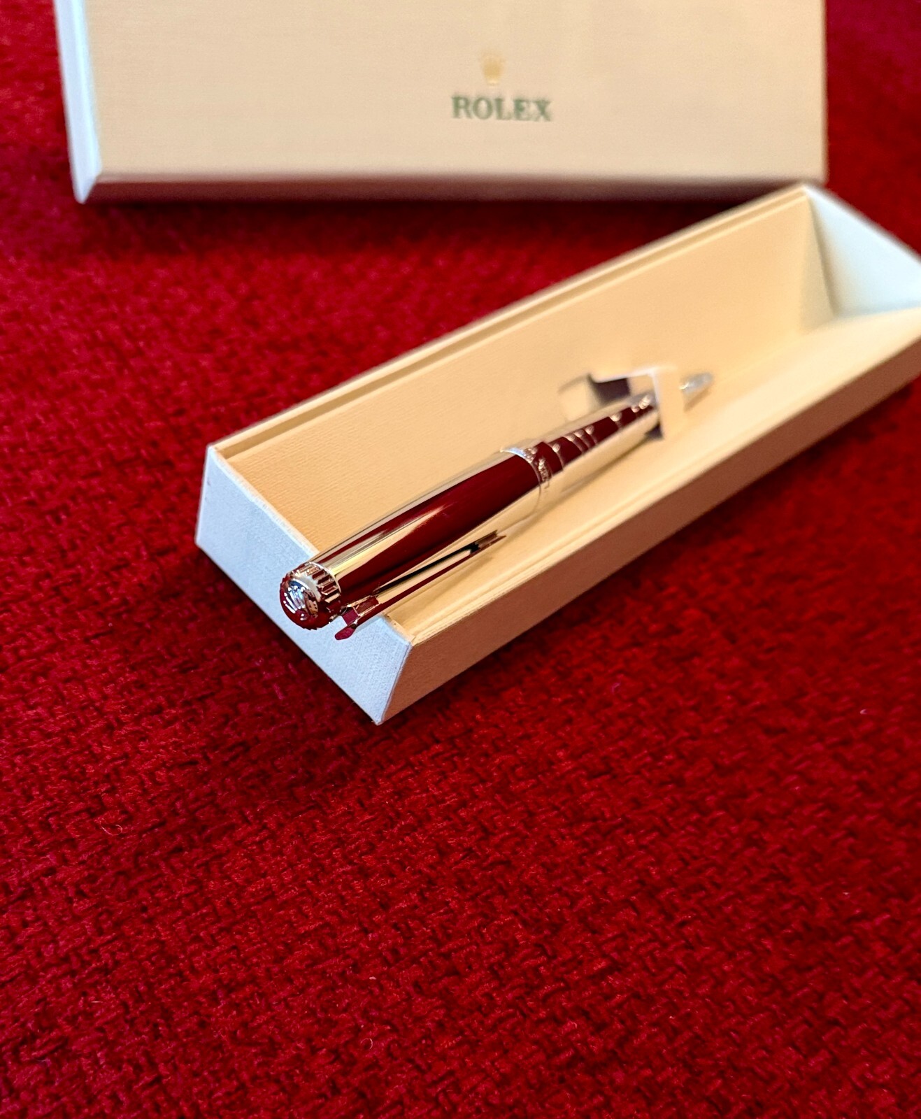 NEW Rolex Silver Scribe Platinum Wave Cut Ballpoint Pen, Refillable, AD VIP Gift