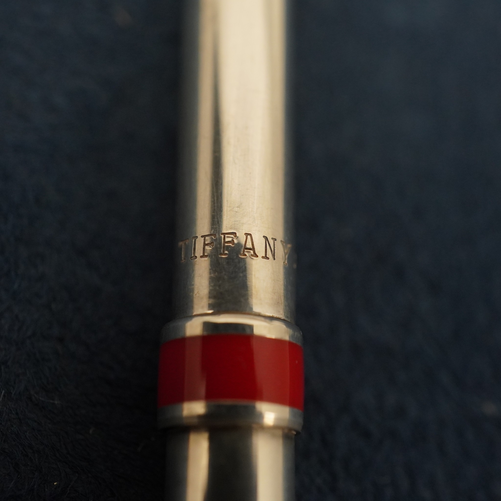 Tiffany & Co. Sterling Silver Ballpoint Pen w/Red Enamel Accent, Needs Refill