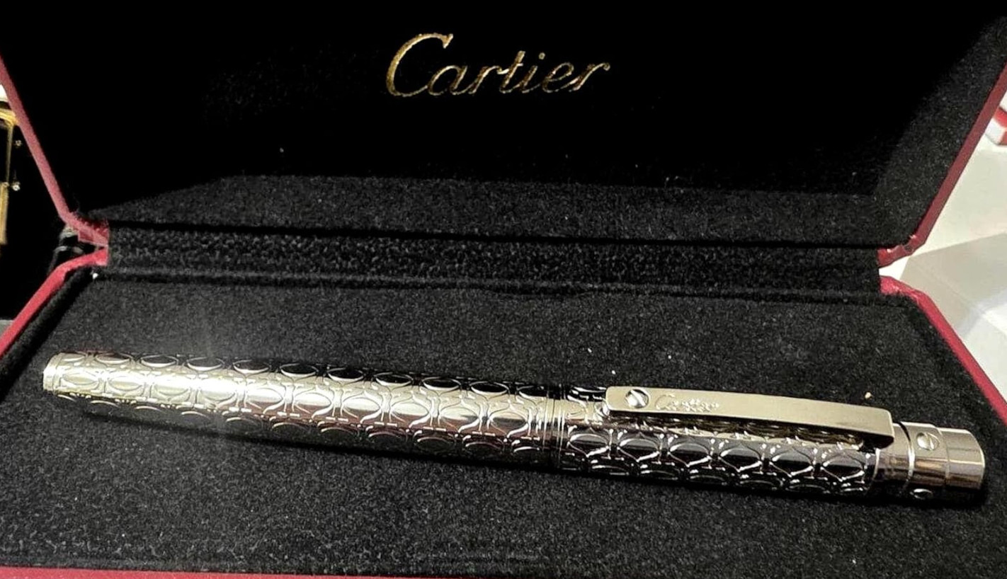 Cartier Santos Silver Trim Rollerball Pen Luxury Writing Gift Full Box 2026