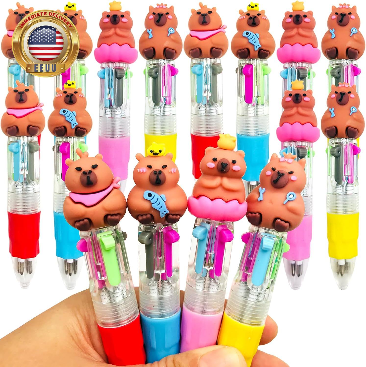 Mini Capybara Multicolor Pen in One 4-In-1 Cute Bulk Pens Assorted Ink Kawaii Ba