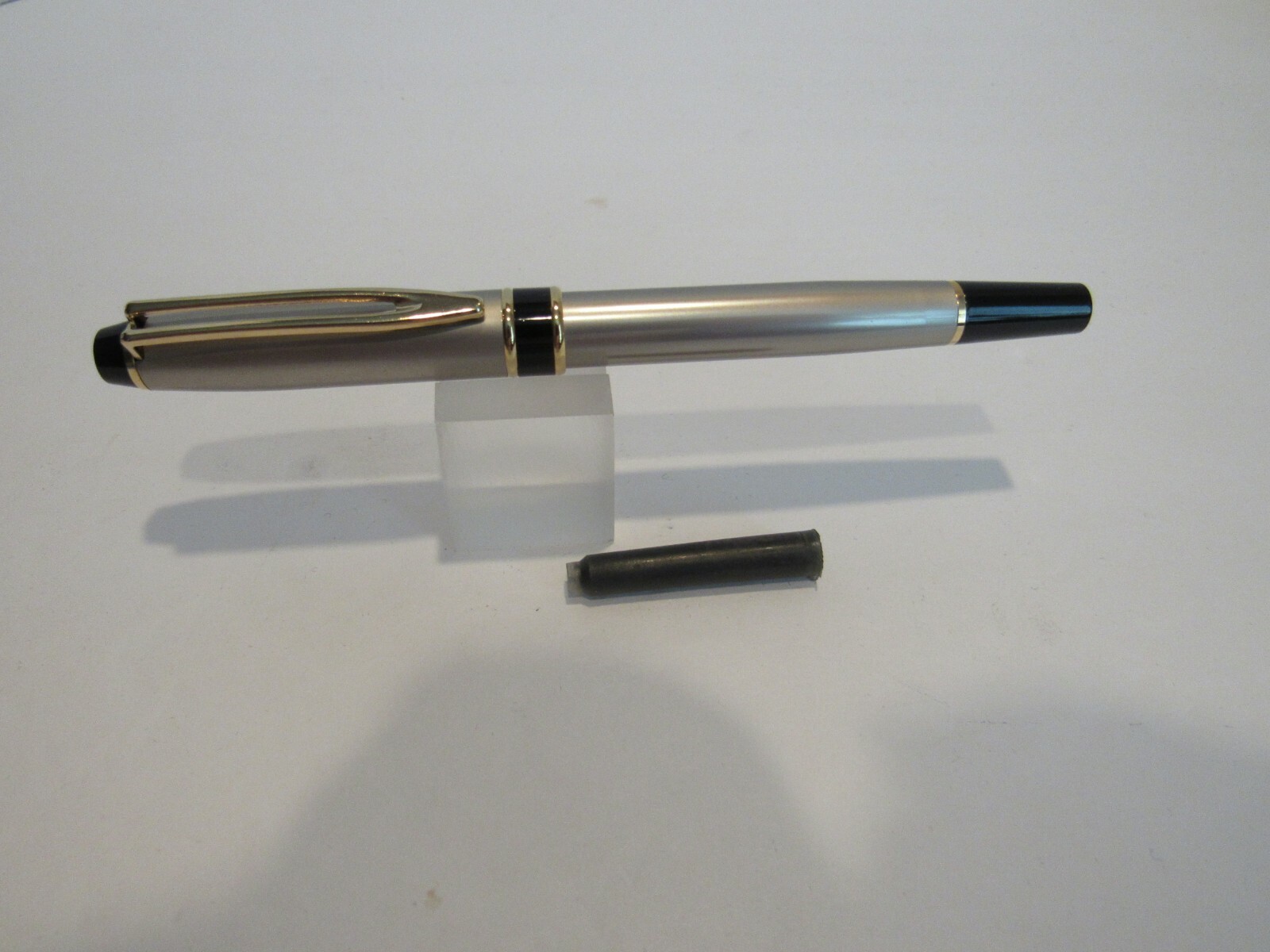 TERZETTI Expert Metal Silver /GT Trim Fountain Pen/ Rollerball Combo Dual Set