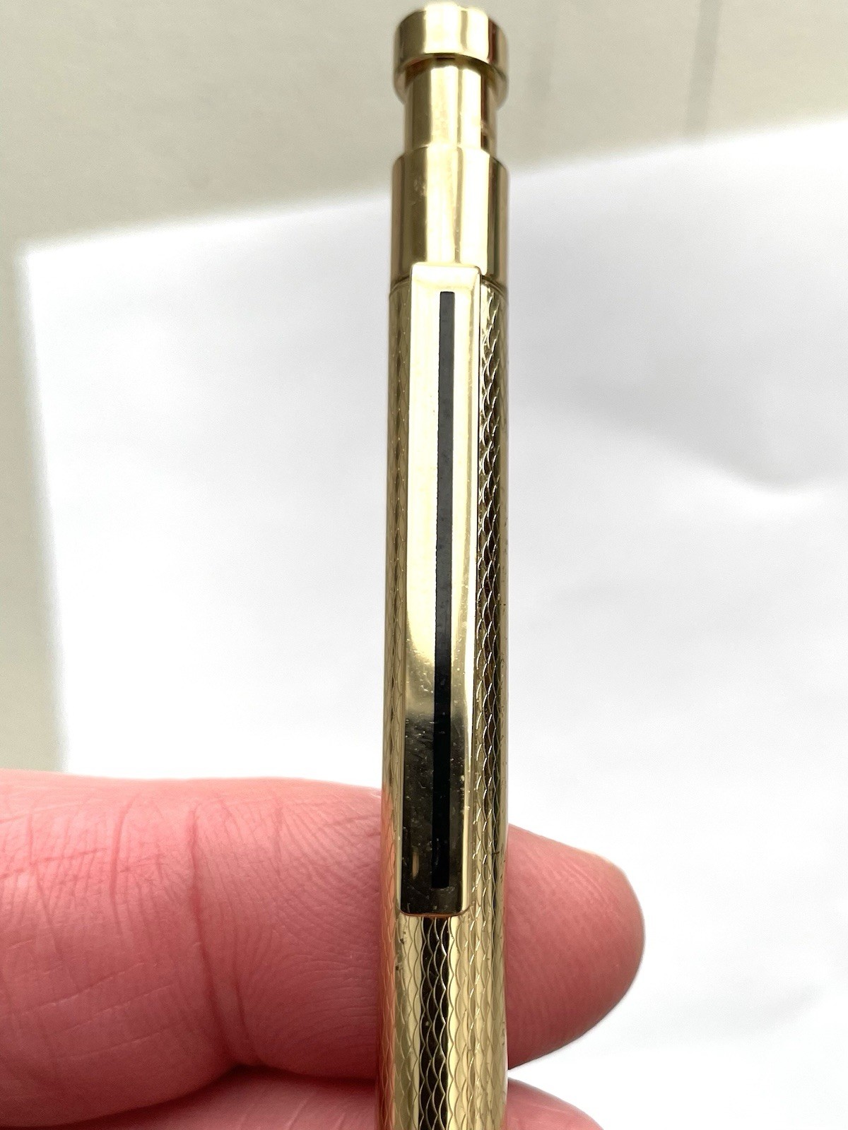 Colibri Of London Ballpoint Pen in Textured Golden Trim, USA Made Vintage