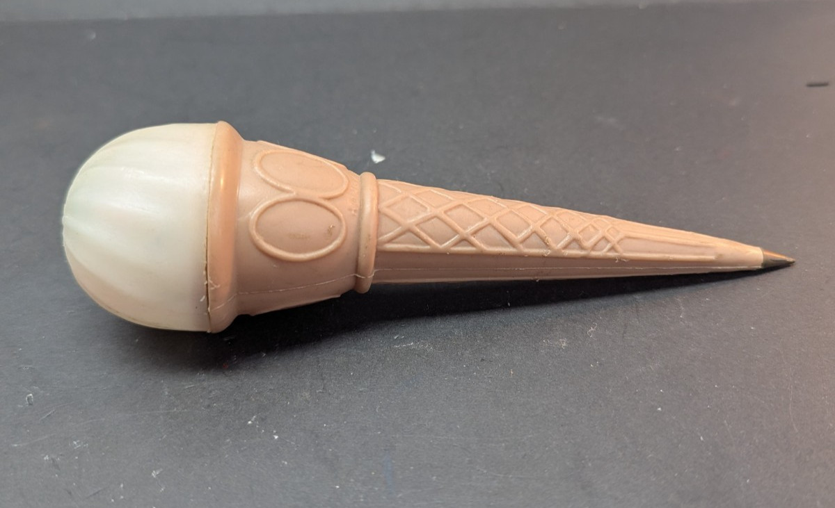 Vintage Ice Cream Cone Novelty Pen No Ink Made in Hong Kong 6 Inch Plastic