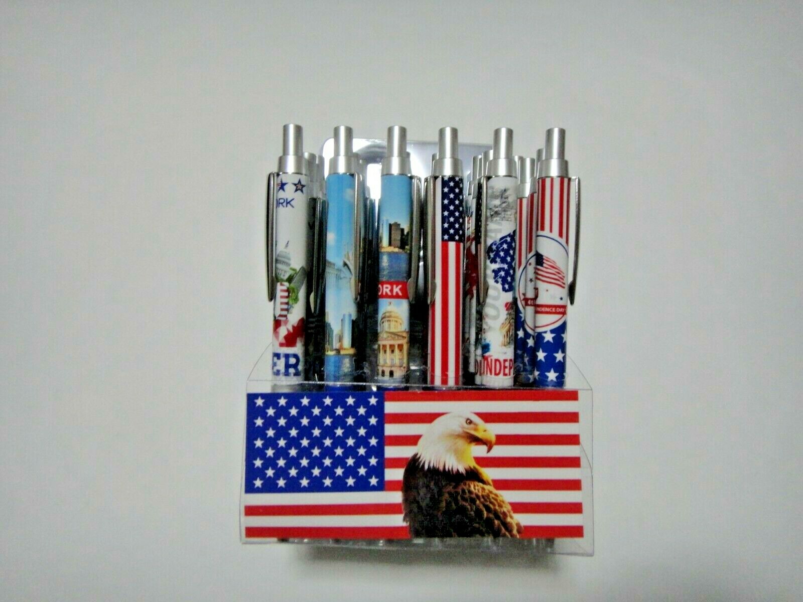 24X-BLACK Ballpoint New York Landmarks Ink Pen w. silver clip US Seller