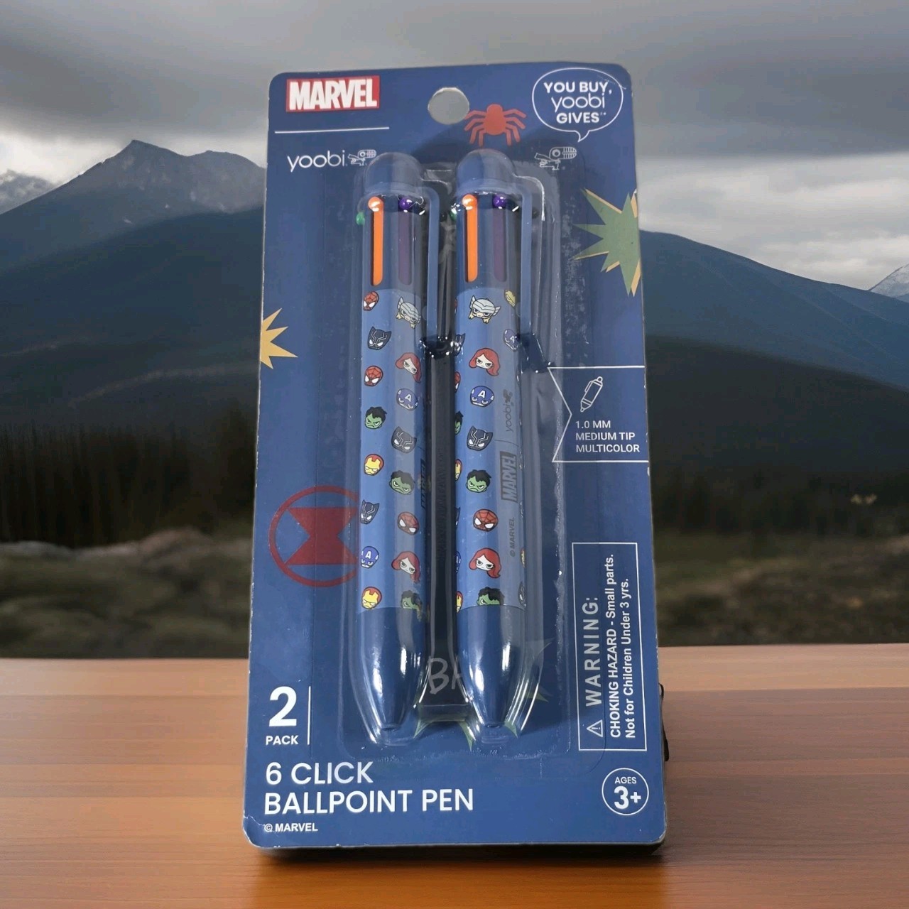 Marvel Novelty Yoobi 6 Color Click Ballpoint Pen Rare Collectible 2PK Brand NEW
