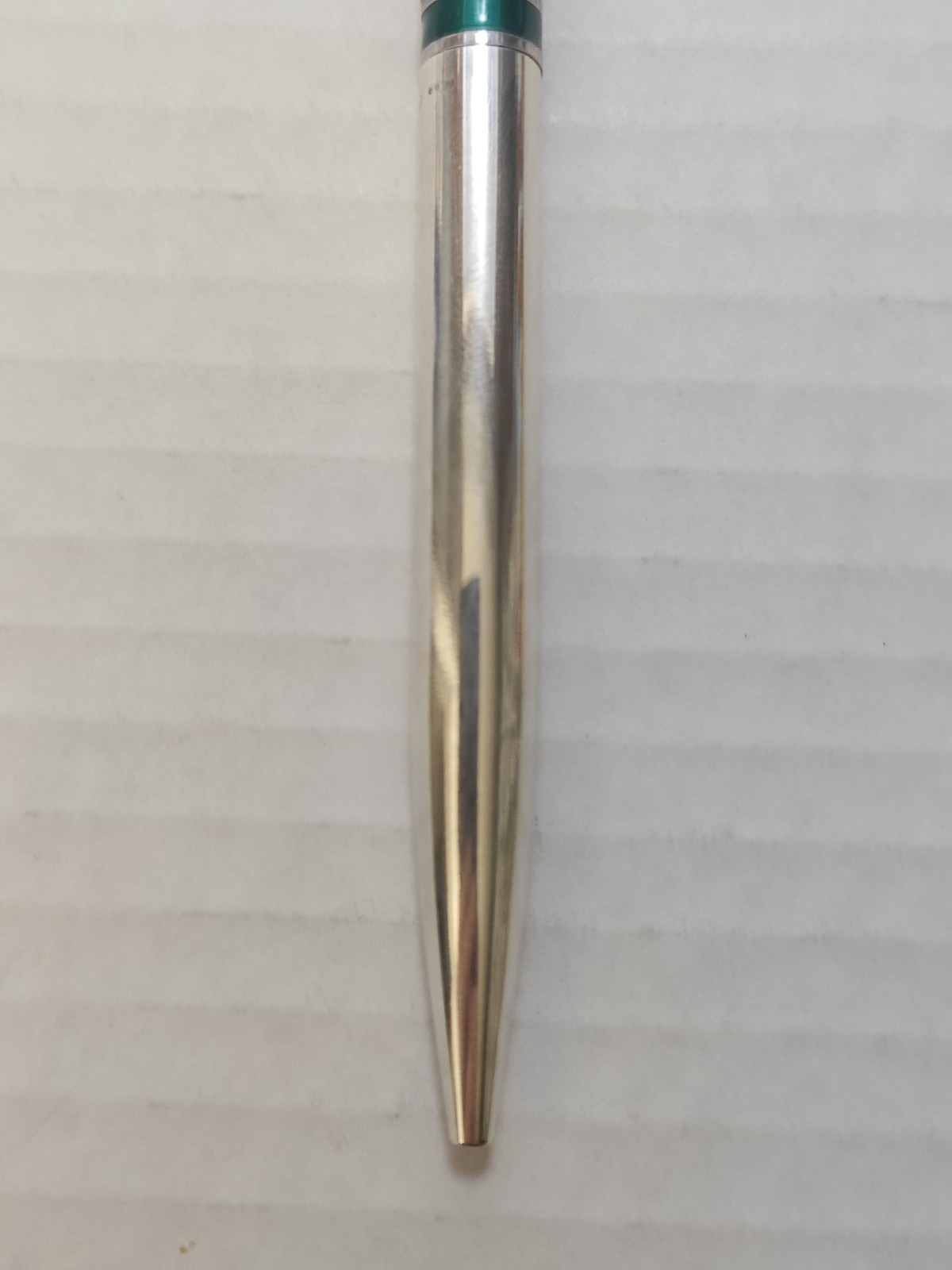 Vintage 1970’s Gucci Sterling Silver Red Green Enamel Stripes Pen W/ Box Italy