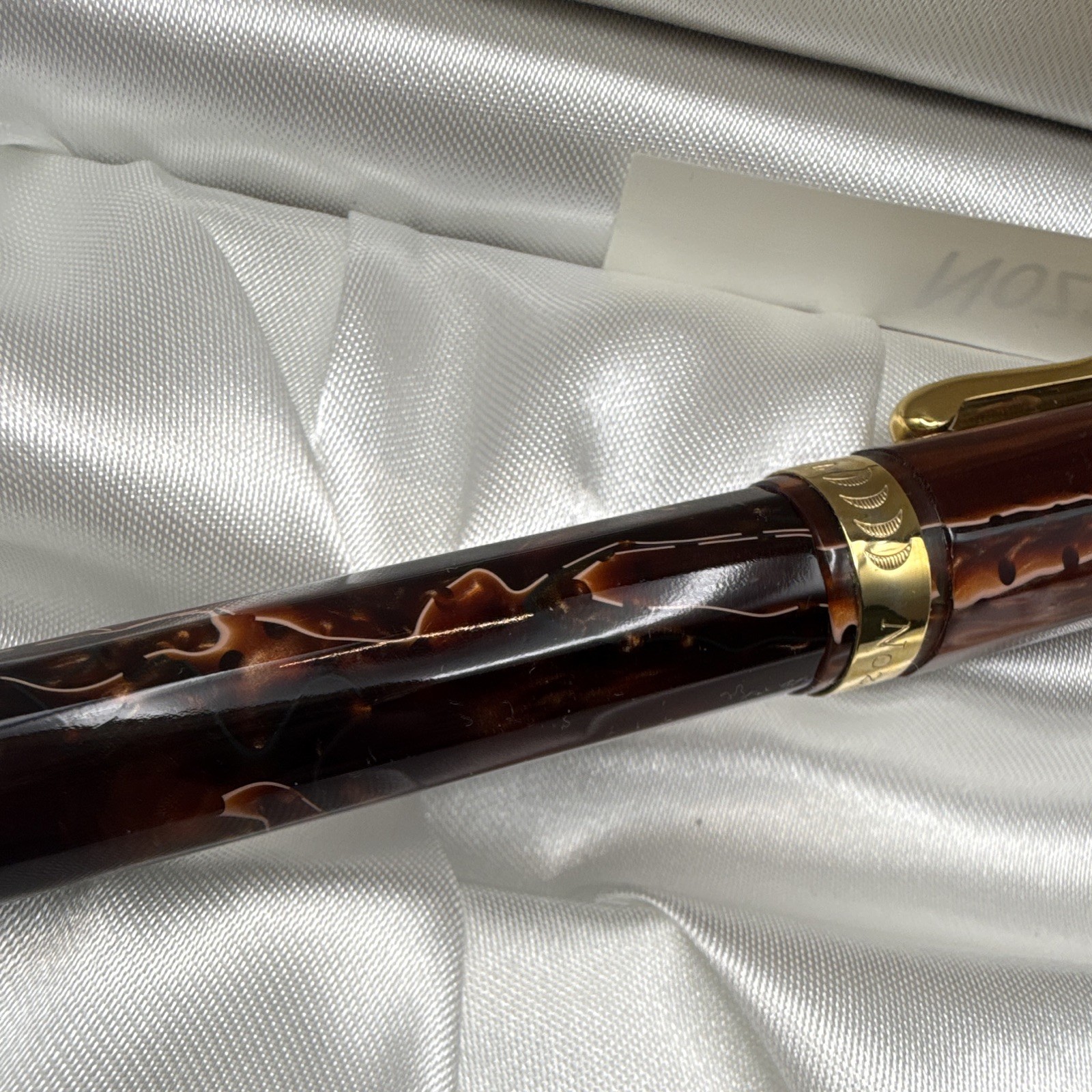 Conklin Brown Marbled Resin Ballpoint Pen Gold Trim Black Ink w/ Box