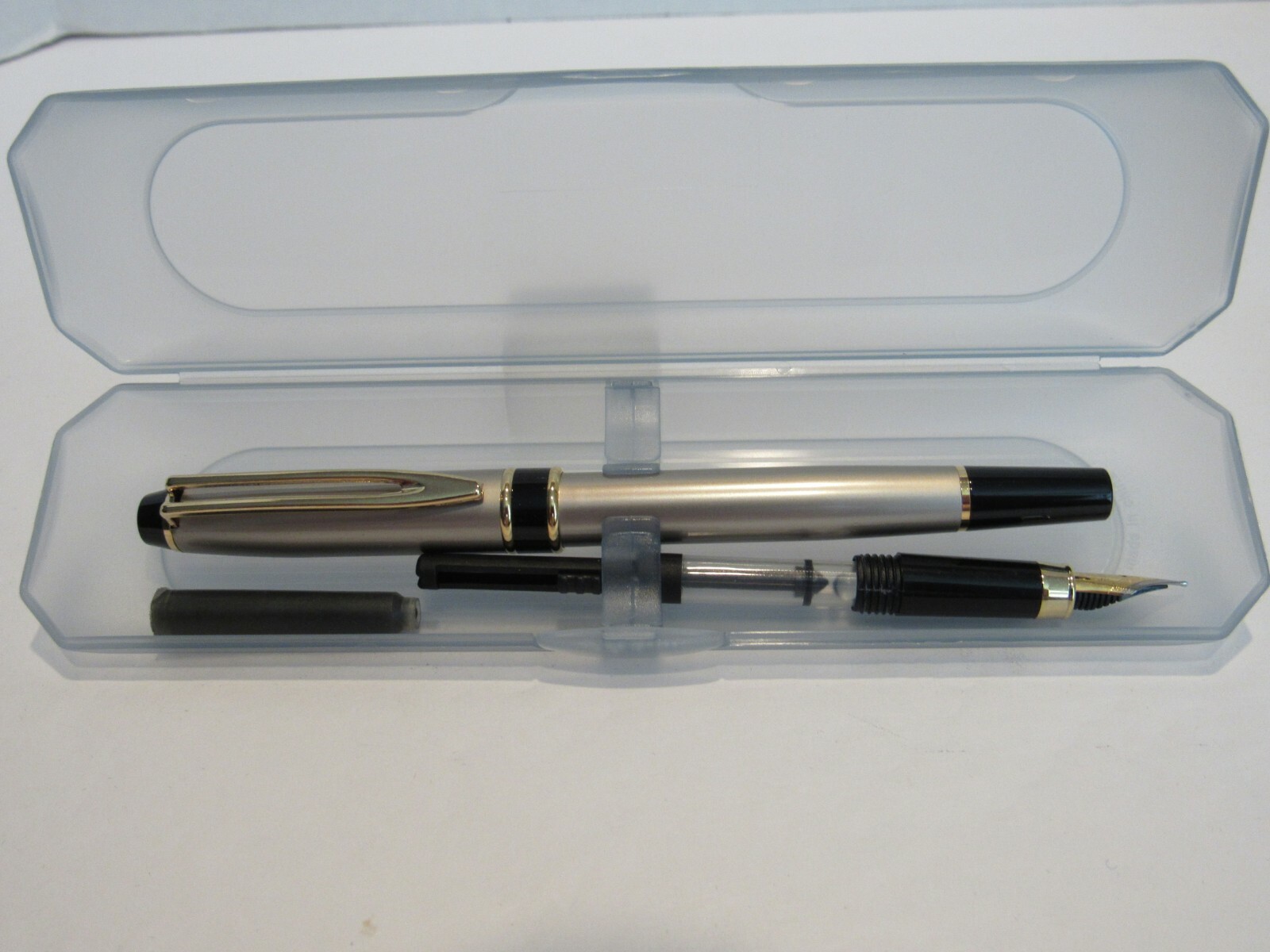 TERZETTI Expert Metal Silver /GT Trim Fountain Pen/ Rollerball Combo Dual Set