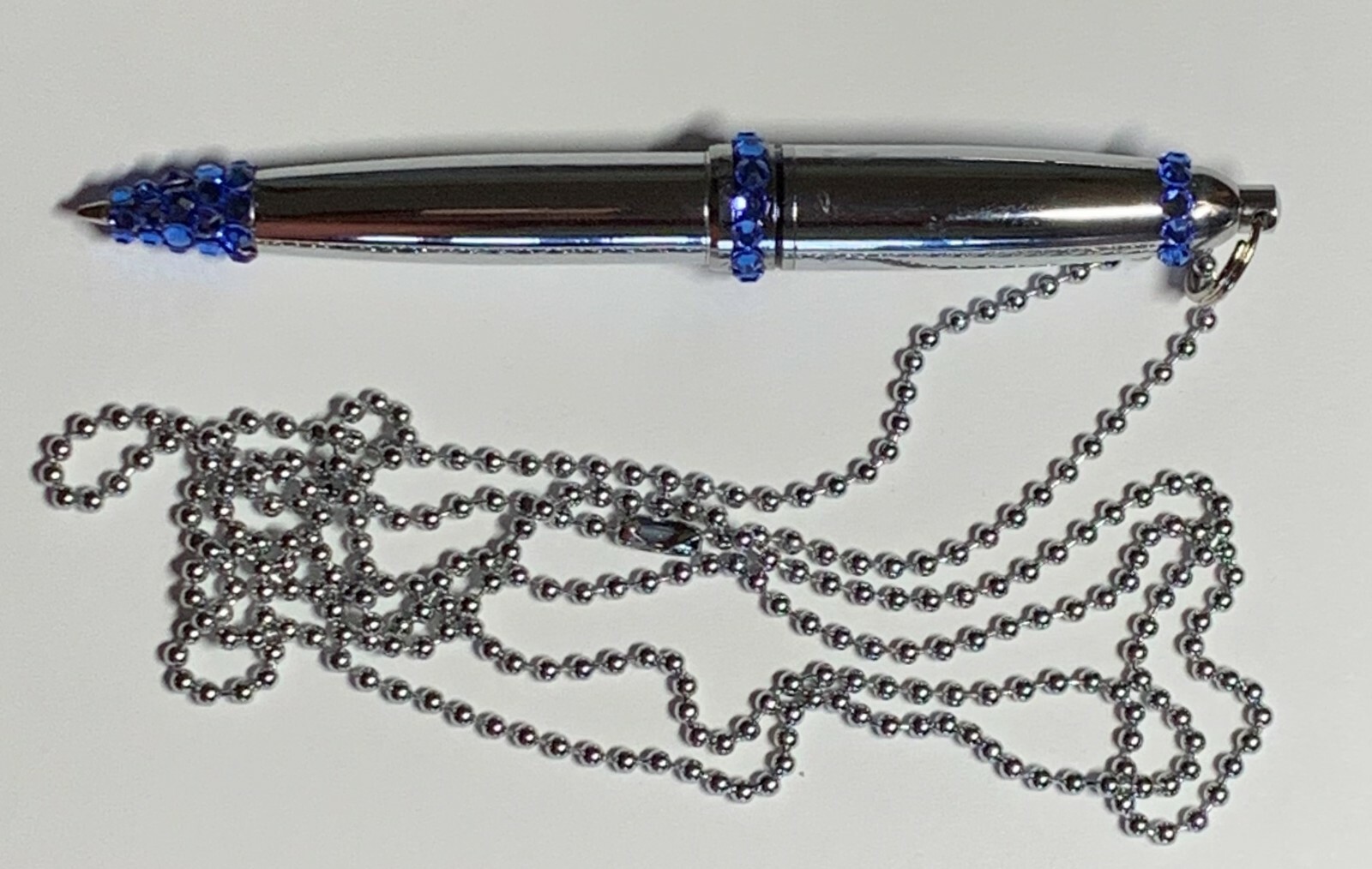 Mini Metal Twist Ballpoint Pen w/ 40″ Necklace and Swarovski Crystal Decoration