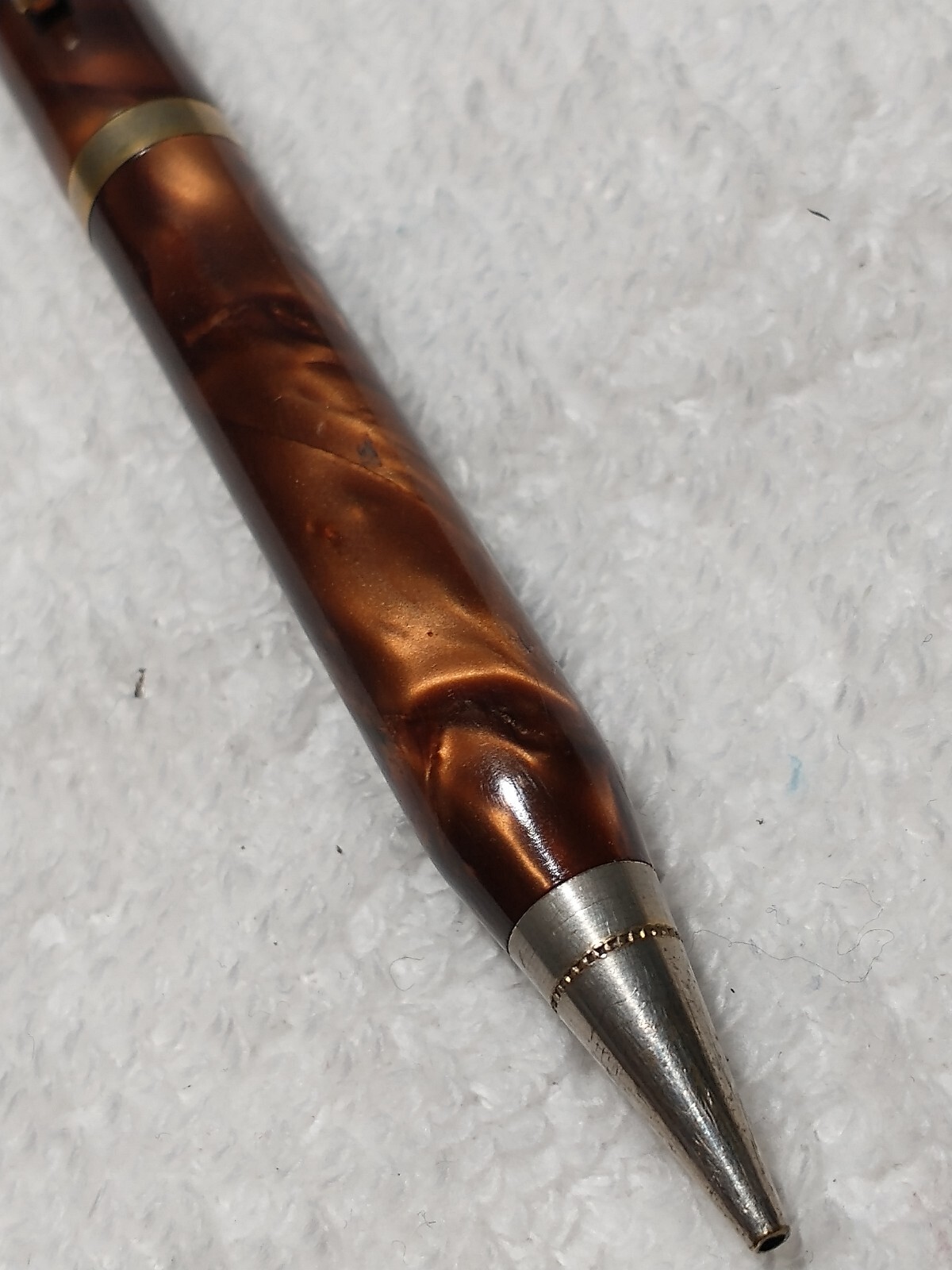 BEAUTIFUL WALTHAM VINTAGE MECH PENCIL IN ROOTBEER PEARL TONES CELLULOID ANTIQUE
