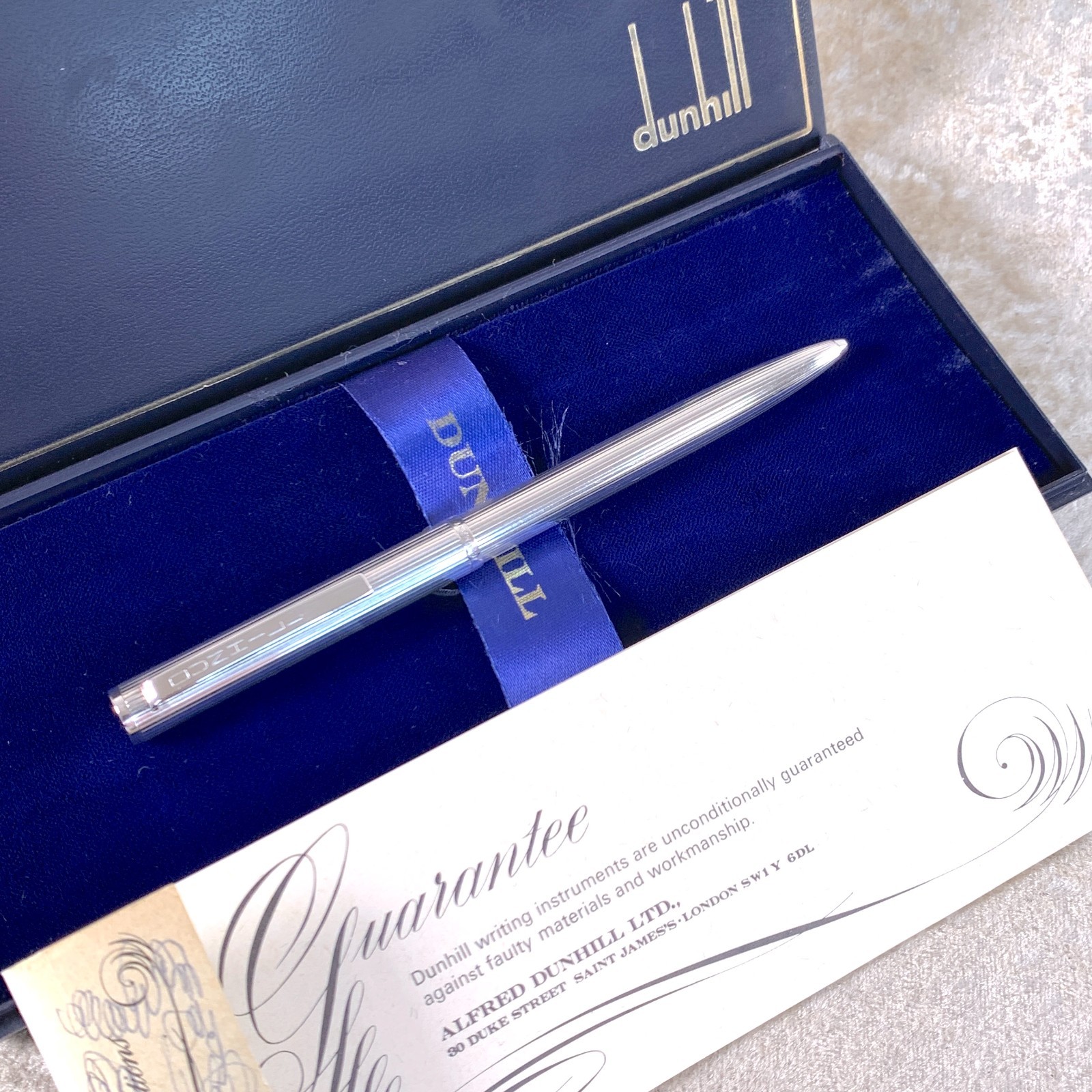 Vintage Dunhill Ballpoint Pen 925 Sterling Silver with Case