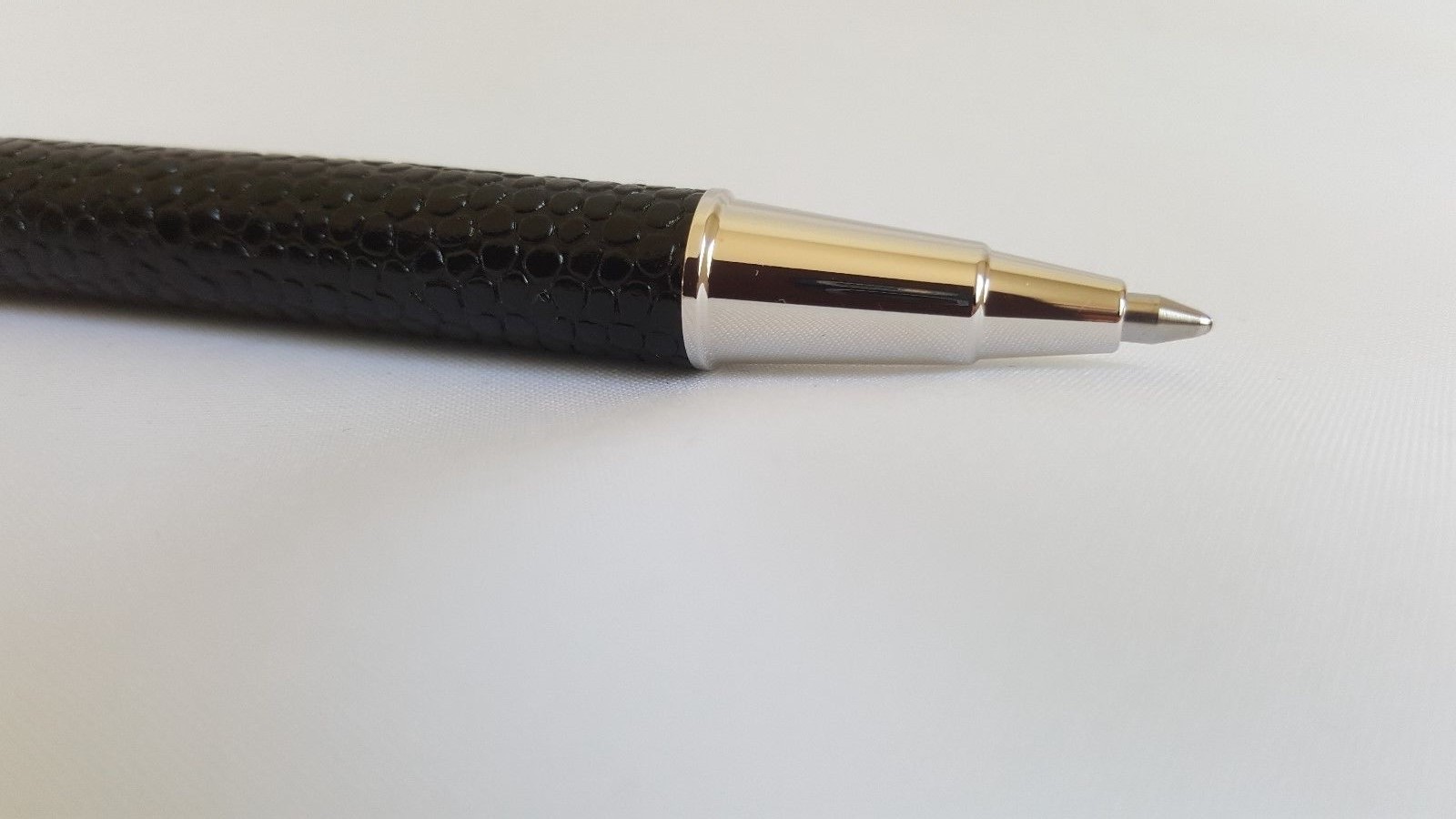 Laban 925 st. silver Ballpoint pen ,black leather +two refills (black and blue)