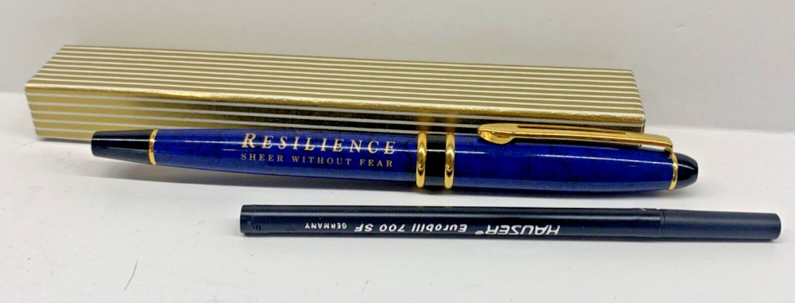 Hanes RESILENCE Sheer with out fear Blue Promotional Pen Hauser Black ink