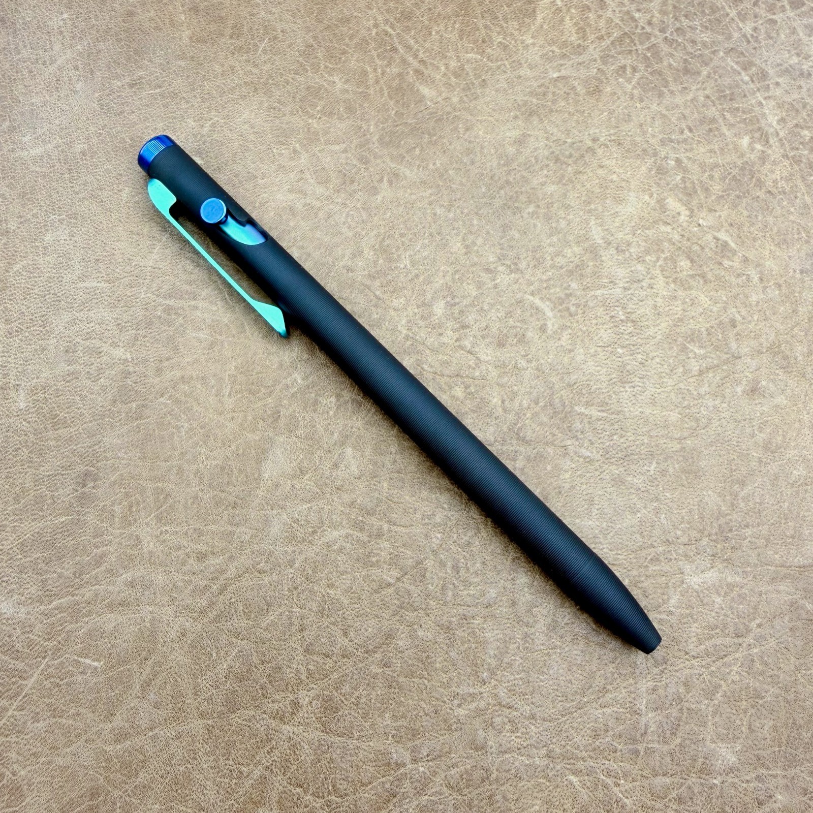 Tactile Turn – Titanium Slim Bolt Action Standard Size Pen Tribal Black & Teal