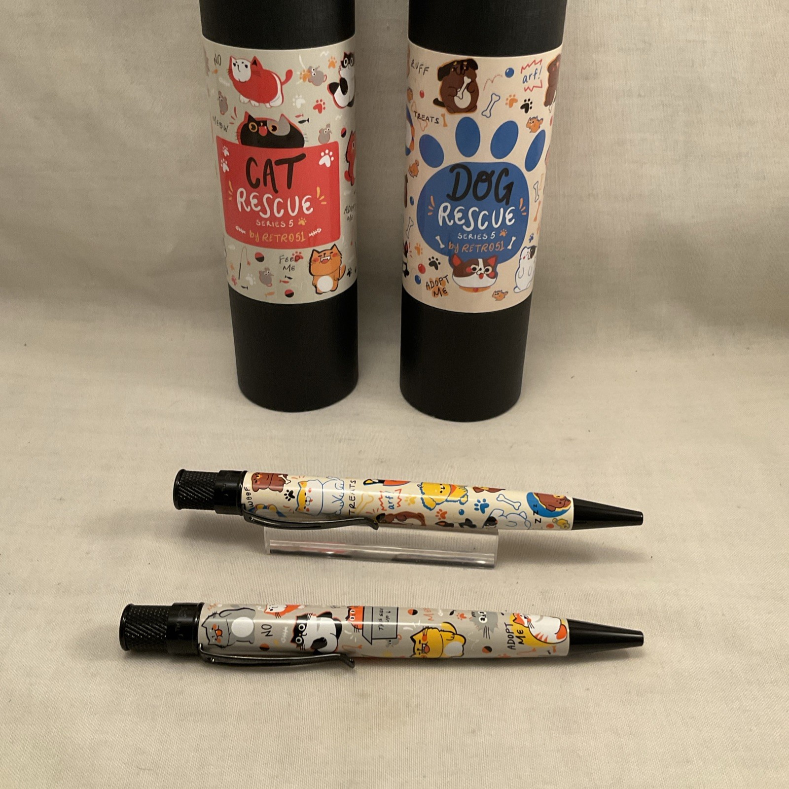 Retro51 Tornado Ballpoint Pens Dog & Cat Rescue Series 5 – Two Pen Lot, in Tubes